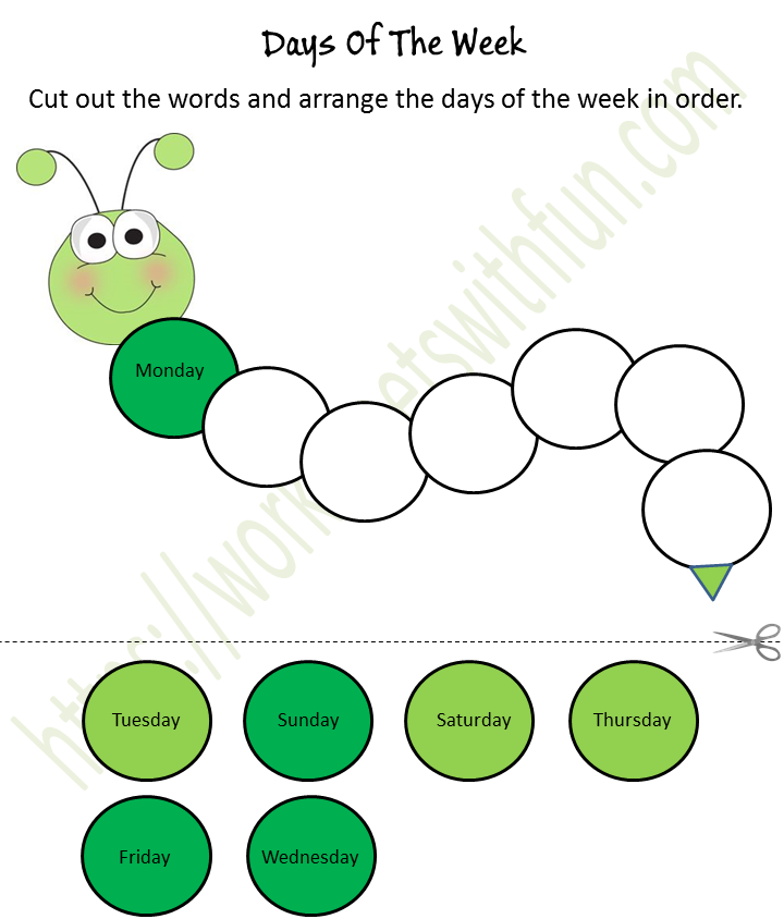 Mathematics Preschool Days Of The Week Worksheet 4